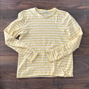 KULE Yellow and White Striped Long Sleeve Tee